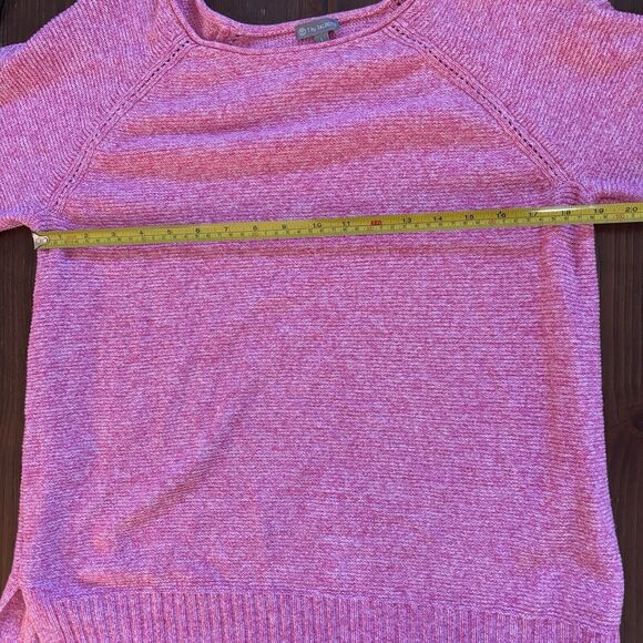 T by Talbots Large Sweater Knit Bateau Neck 100% Cotton Pink Classic Cozy Basic - Picture 5 of 8